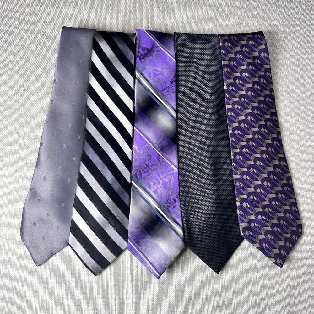Vintage Classic Purple Grey Necktie Bundle Hennessy George Van Heusen Bill Blass